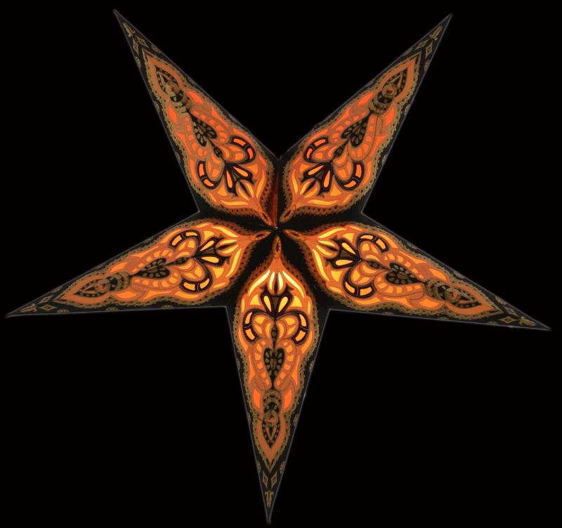 Baby Sumita Black / Orange - Foldable glowing Paperstar with 5 points, 40 cm